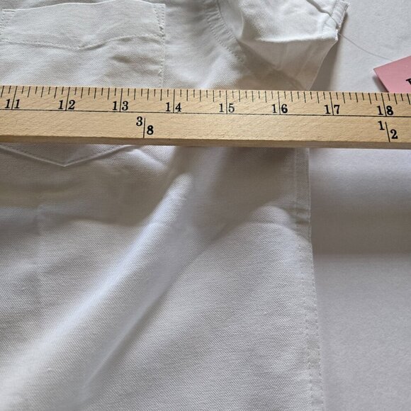 Izod Girls Oxford Button Collar White Uniform Pocket Short Sleeve Shirt Sz 16 - Picture 6 of 8